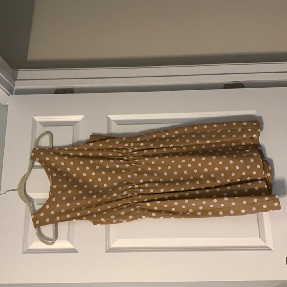 J Crew beige and white polka dot dress